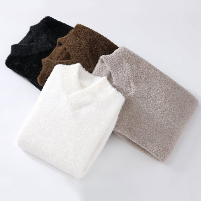 Męski sweter z dzianiny – miękki dekolt w serek